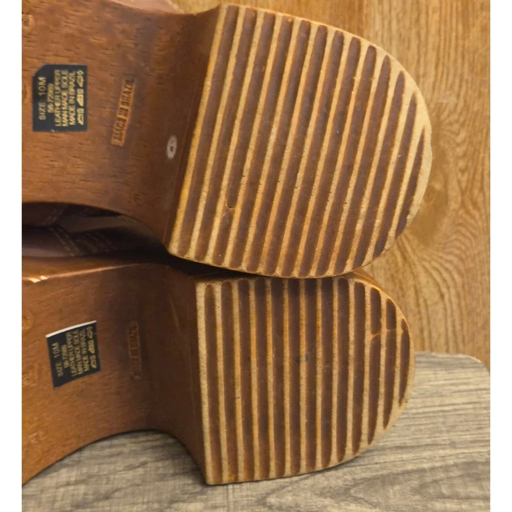 VTG Candies Y2K 90s Platform Chunky Heel Wooden Sandals Shoes Women's Size 10